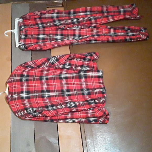 NWOT Victoria's Secret Xl Plaid Long Sleeve Button Down Top W/ Matching pants - Picture 11 of 16